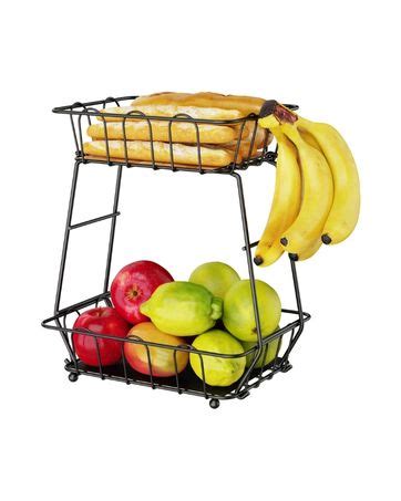 Amazon ISPECLE Fruit Basket 2 Tier Fruit Basket With Banana