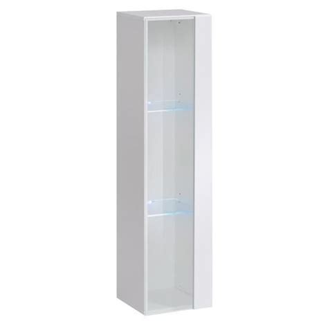 Vitrine suspendue blanche petit modèle avec 1 porte vitrée et éclairage