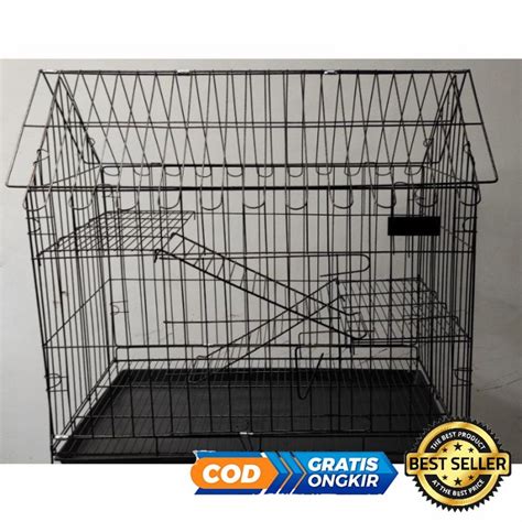 Jual KANDANG KUCING TINGKAT 2 MODEL ATAP RUMAH UKURAN PxLxT 60x42x65 CM