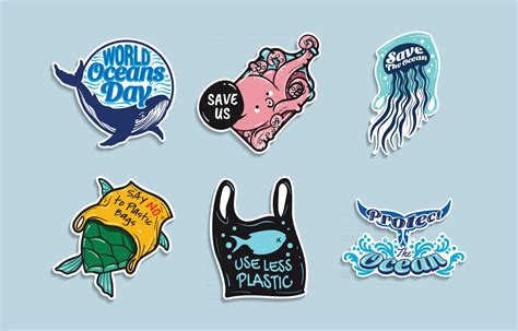 World Oceans Day Stickers 2441450 Vector Art At Vecteezy