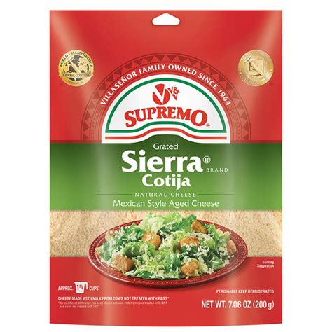 V V Supremo Grated Sierra Cotija Cheese Authentic Mexican Style Aged