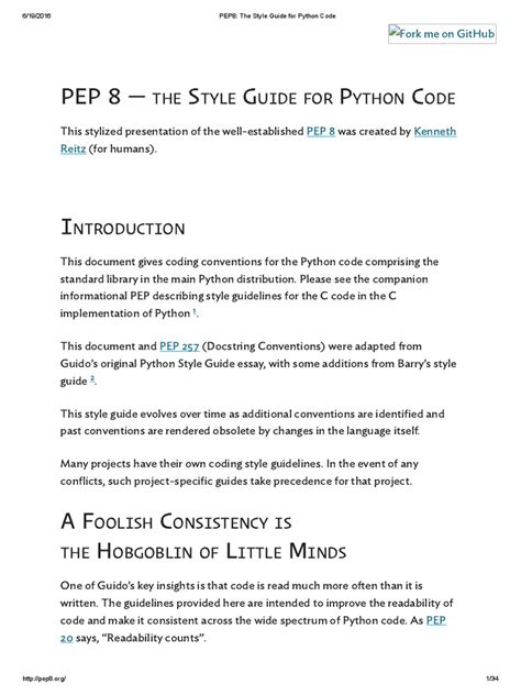 Pdf Pep The Style Guide For Python Code Dokumen Tips