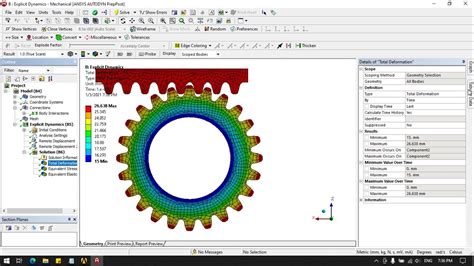 Explicit Dynamics Analysis On Rack And Gear In Ansys Workbench Youtube