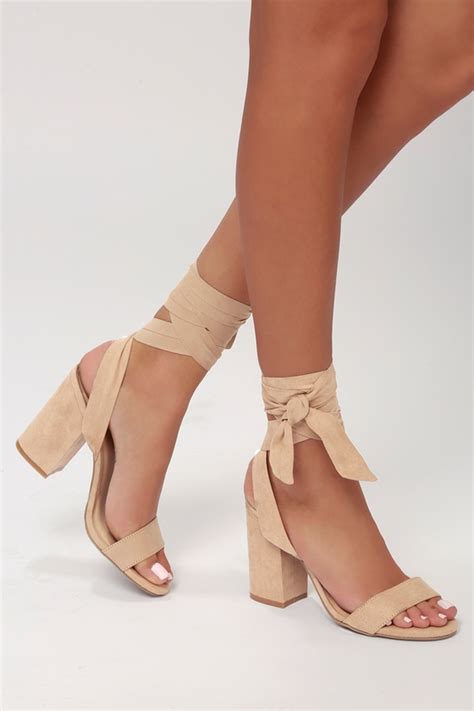 Light Nude Heels Lace Up Heels Faux Suede Heels Lulus