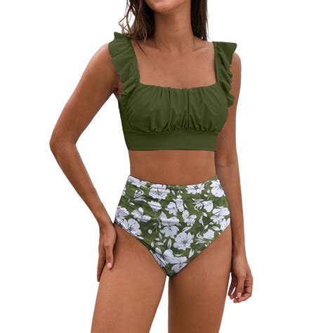 Clearance Lisingtool Swim Suits For Women 2025 Women S Flanged Bikini Set With Breast Pad