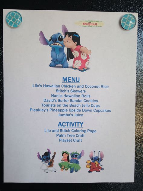 Lilo and Stitch Menu - Lilo and Stitch Movie Night - Disney Movie Night ...