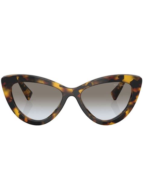 Miu Miu Eyewear Tortoiseshell Effect Cat Eye Sunglasses Green Farfetch