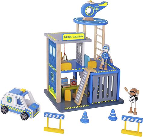 Amazon.com: Pidoko Kids Police Station Playset - Everyday Heroes Wooden ...