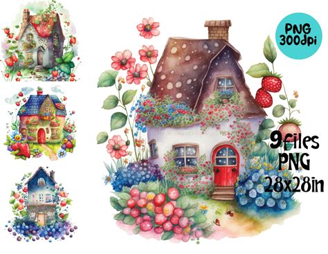 Watercolor Country House Clipart - Etsy