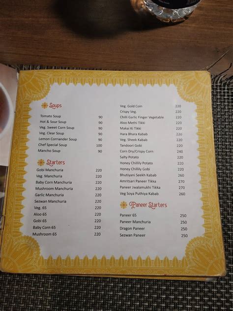 Menu At Grand Santosh Dhaba Hyderabad