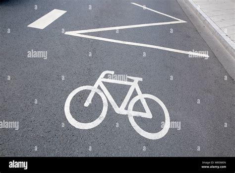Cycle Path Symbol Frankfurt Germany Stock Photo Alamy