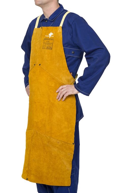 Weldas Golden Brown Split Cowleather Welding Bib Apron MigAnglia