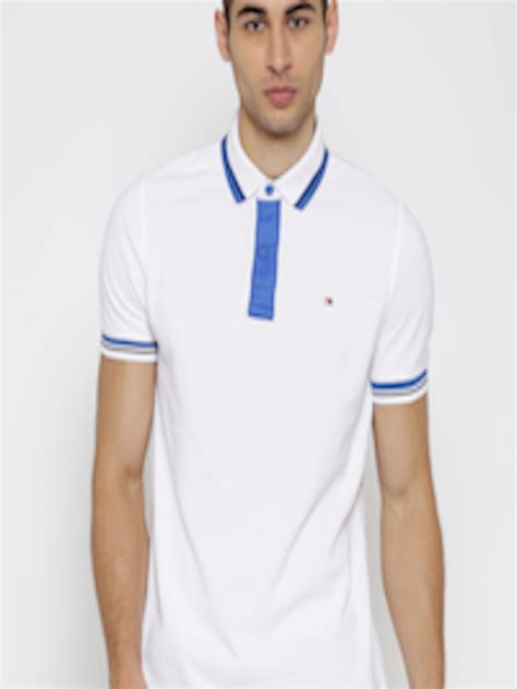 Buy Tommy Hilfiger Men White Solid Polo Collar T Shirt Tshirts For