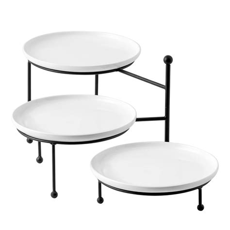 Buy Kanwone Tiered Serving Stand With White Porcelain Plates Tiered