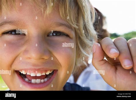 Extreme Close Up Of A Young Boy Smiling Stock Photo Alamy