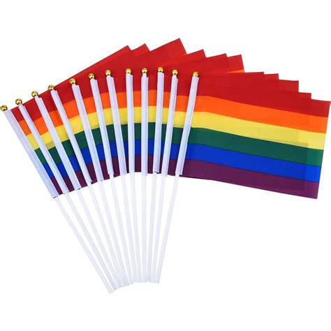 St Ck Gay Pride Regenbogen Flaggen Hand Winken Stick Flagge Mini