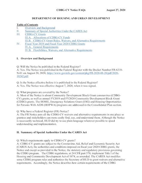 PDF CDBG CV Notice FAQs CDBG CV Notice FAQs August 27 2020