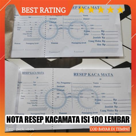 Resep Nota Kwitansi Pembelian Kacamata Isi Lembar Lazada Indonesia