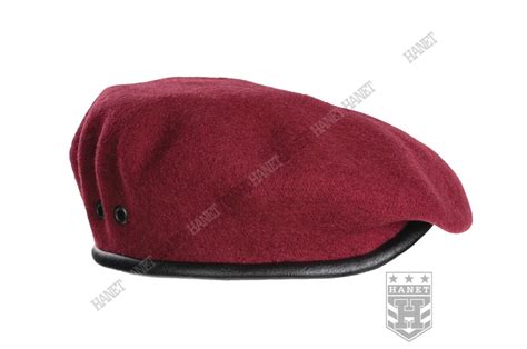 Wojskowy Polski Beret Tłoczony Bordowy Hanet