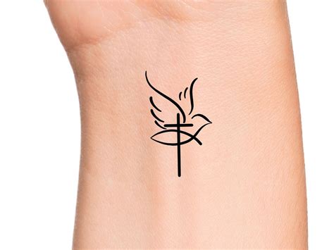 Cross Dove Jesus Fish Temporary Tattoo Religious Tattoos Etsy Australia