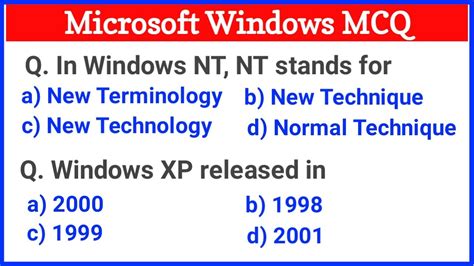 Microsoft Windows Mcq Questions And Answers Youtube