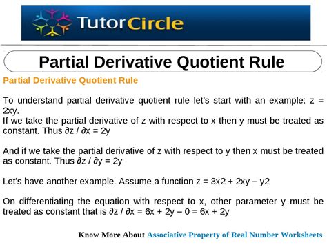 Partial Derivative Quotient Rule by tutorcircle team - Issuu