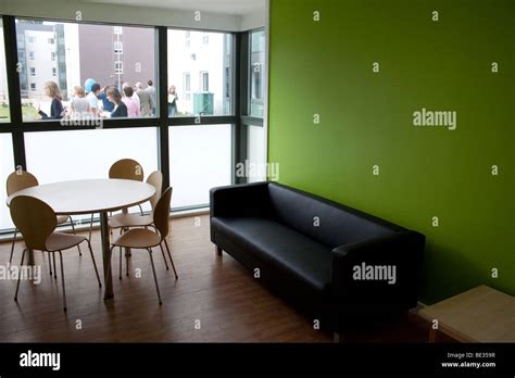 Lounge in student accommodation, Loughborough University, England, UK ...