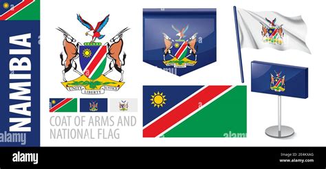 Vector set of the coat of arms and national flag of Namibia Stock ...