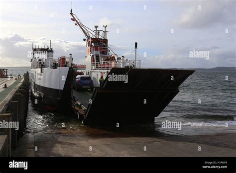 Calmac Ferry Mv Loch Ranza Departing Tayinloan Kintyre Scotland