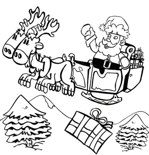 Coloriage De Pere Noel Dans Son Traino