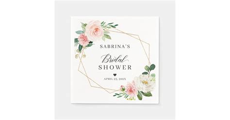 Geometric Blush Pink Floral Bridal Shower Napkins Zazzle