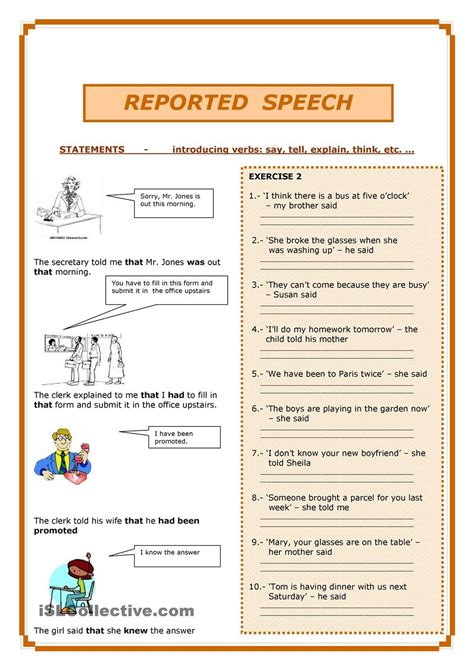 Reported Speech Reported Speech Direct And Indirect Speech Indirect Speech