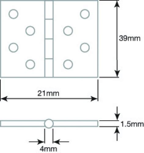 Solid Drawn Self Colour Brass Hinge 21mm