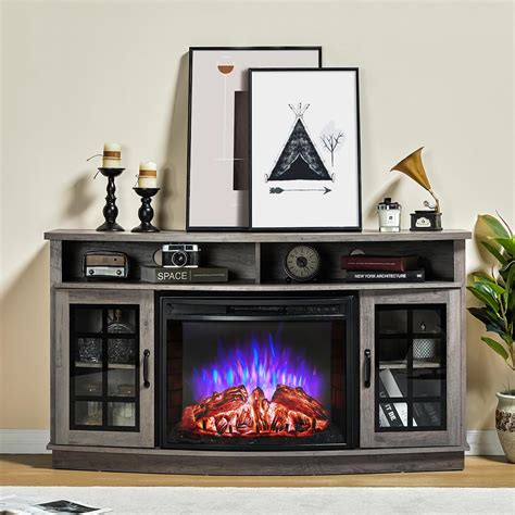 Amazon AMERLIFE Curved Fireplace TV Stand With 26 Electric