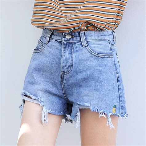 Womens Short Korean Punk Harajuku Pineapple Embroidered Shorts High