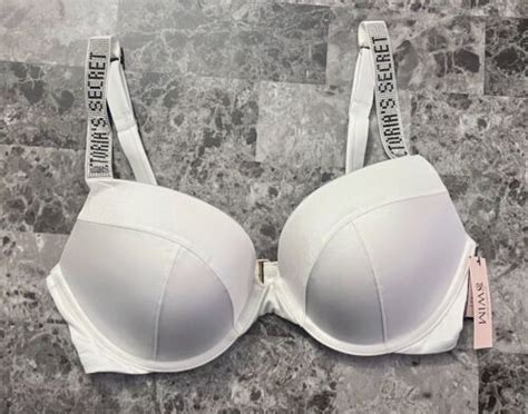 NWT VICTORIA S SECRET DD WHITE SILVER SHINE STRAP SEXY TEE PUSH UP BIKINI TOP EBay