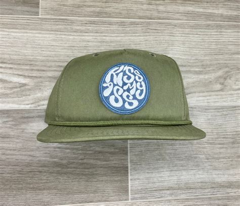 Kiss My Ass Patch On Solid Olive Retro Rope Hat Etsy