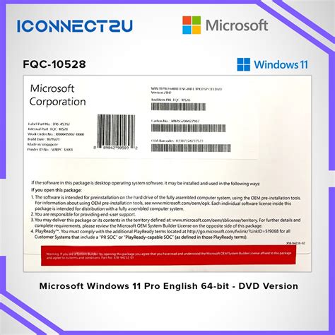 Microsoft Windows 11 Pro English 64 Bit DVD Version FQC 10528