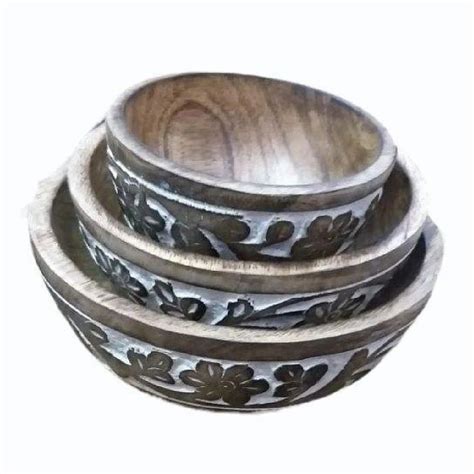 6 Inch Mango Wood Serving Bowl Set 3 Pieces At Rs 600set In