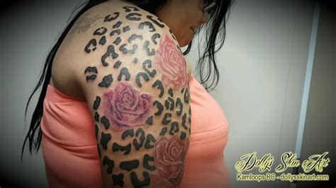 Gina S Coloured Flowers And Leopard Print Half Sleeve Tattoo Youtube