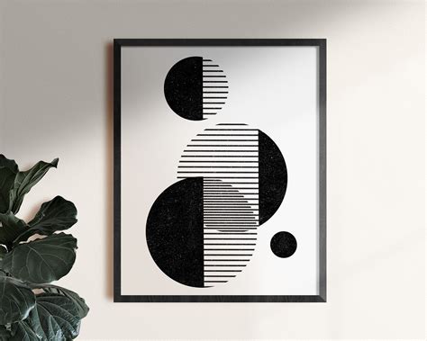 Circles And Lines Mid Century Modern Printable Geometric Etsy