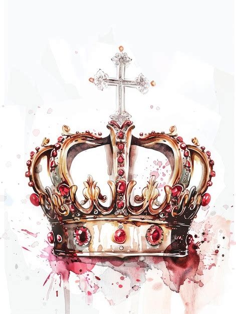 Premium Photo Regal Crown Adorned With Red Gems And Cross Generative Ai