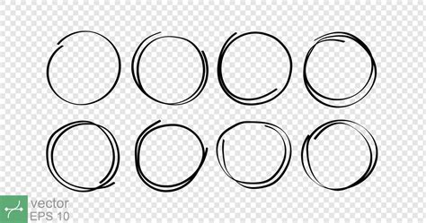 Hand Drawn Circles Sketch Frame Set Line Doodle Circular Shape Round