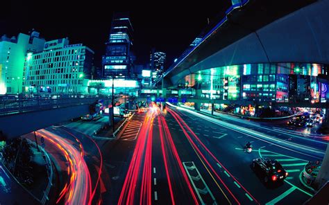 Fond d écran Japon lumières ville rue Paysage urbain nuit Asie