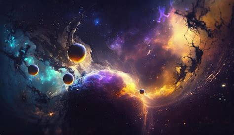Premium AI Image | A colorful galaxy with planets and stars in the ...
