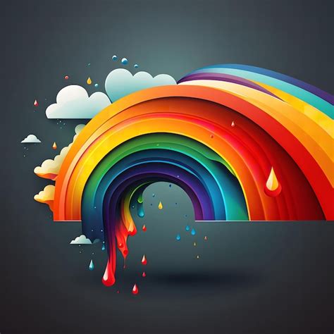 Colorful Rainbow With Dripping Colors Premium Ai Generated Image