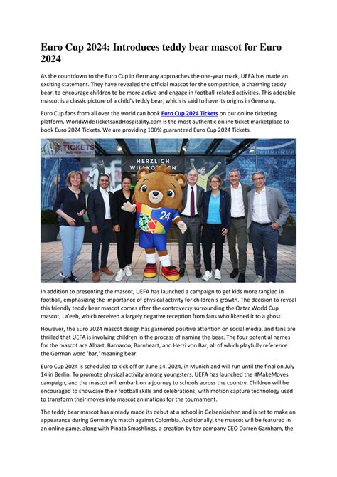 Ppt Euro Cup 2024 Introduces Teddy Bear Mascot For Euro 2024