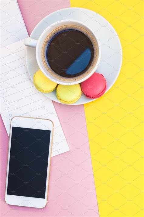 Creative Flat Lay With Coffee Cup Stock Photo Containing Flat And Lay