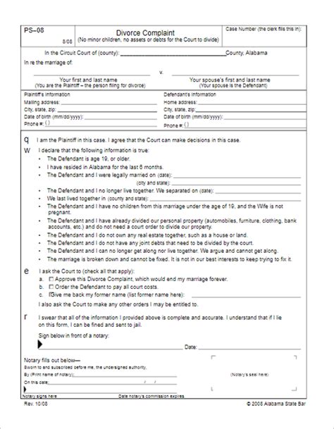 Free Printable Fake Divorce Papers