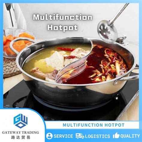 Multifunction Duplex Hot Pot Dual Sided Stainless Steel Hot Pot Chafing Dish Cookware Lazada Ph